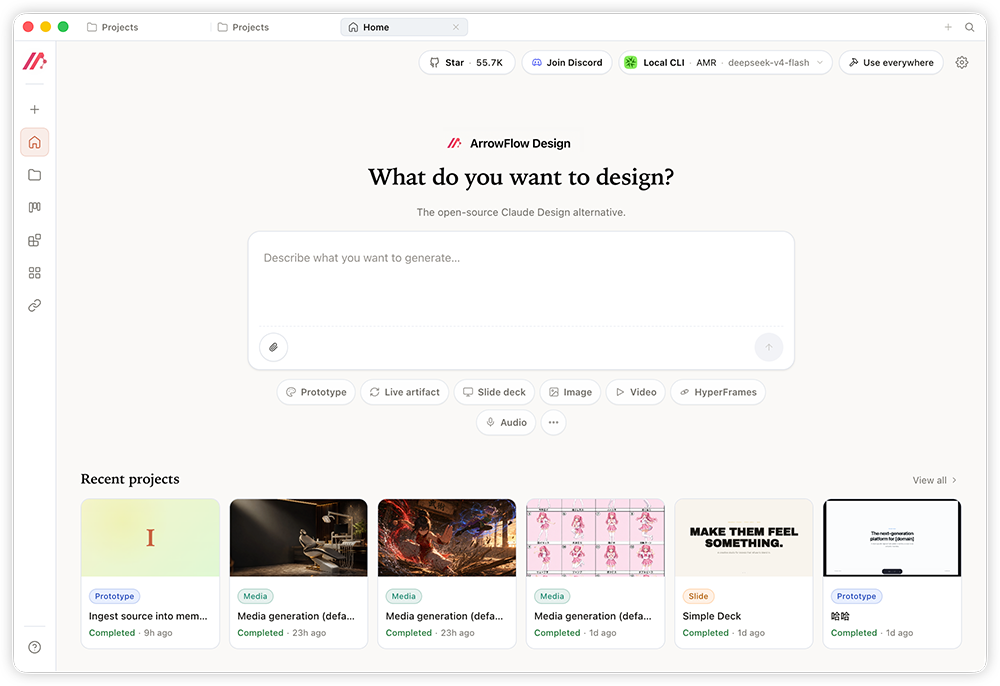 Arrowflow Designer future homepage rendering